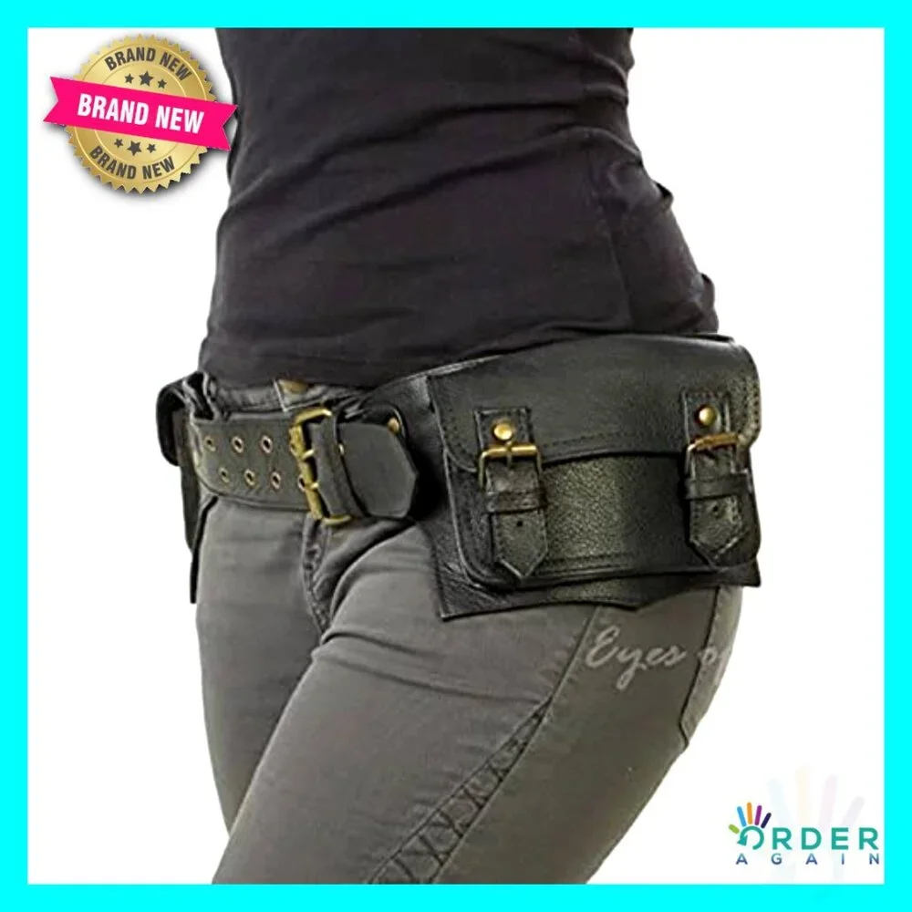 Vintage Leather Messenger Belt Sling Utility Pouch Fanny Pack Adjustable Strap
